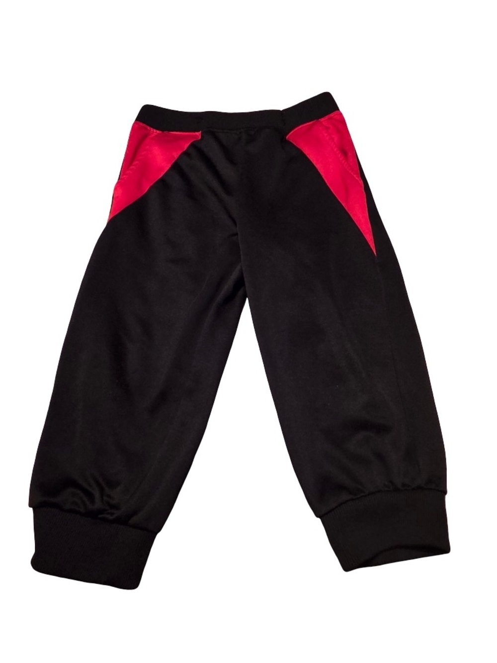 Kids Black Jogger Pants with Red Pocket Accent